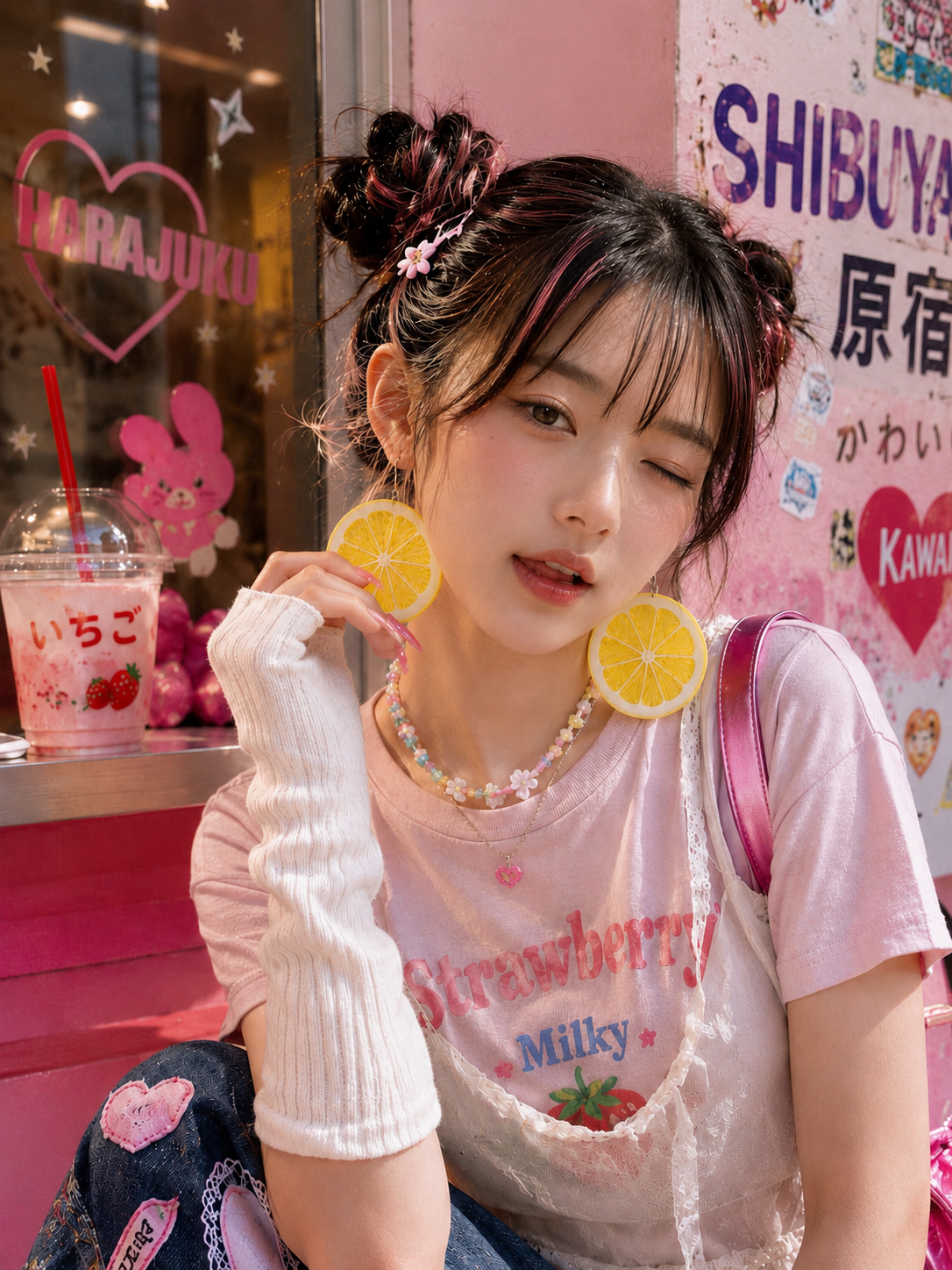 Trend- forward playful Large lemon slice earrings- Made in Japan
