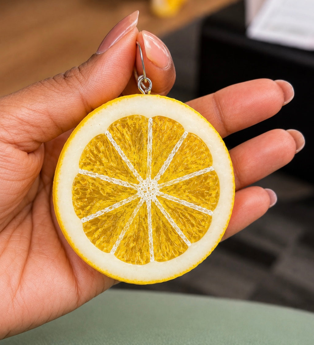 Trend- forward playful Large lemon slice earrings- Made in Japan