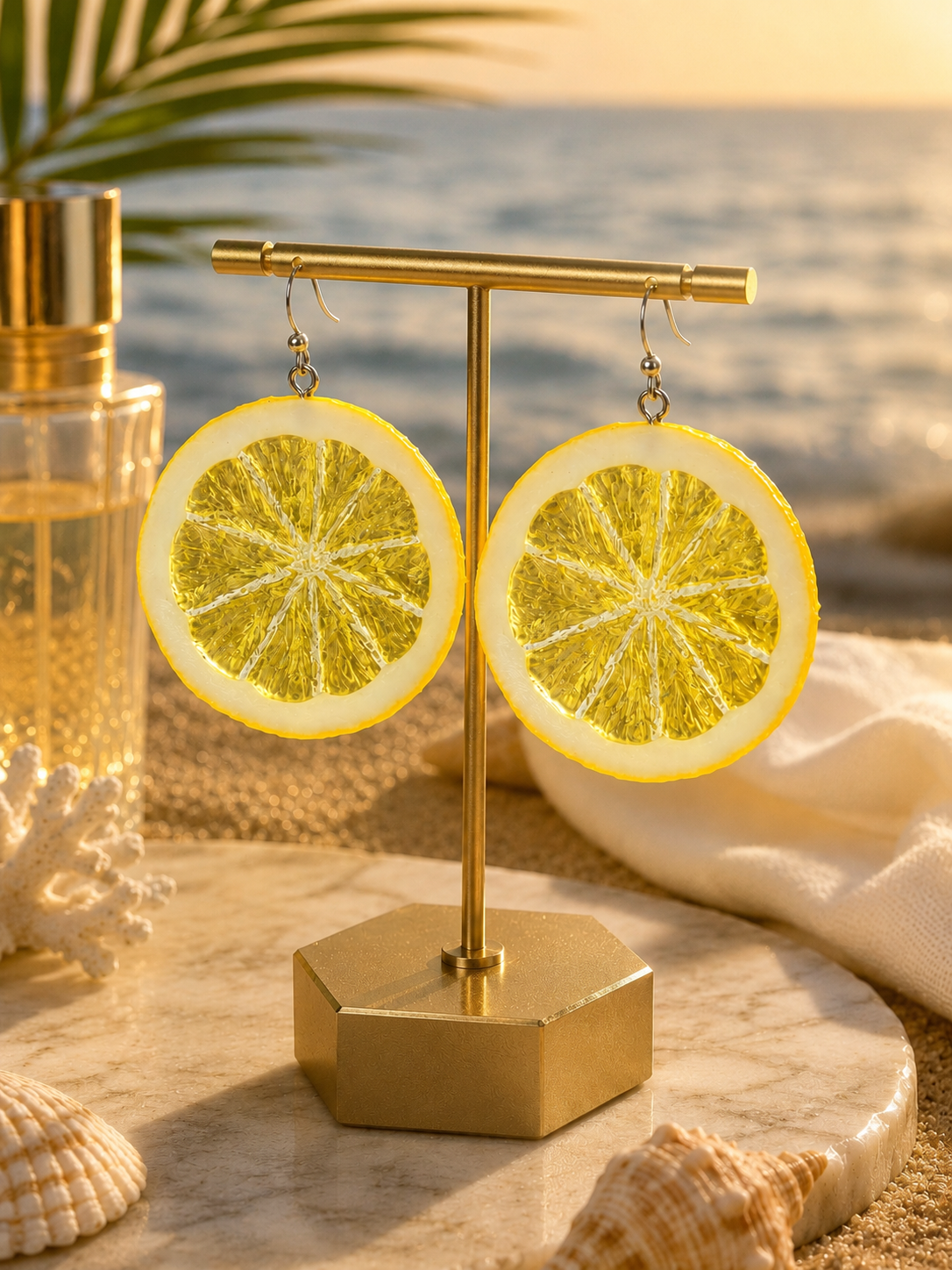Trend- forward playful Large lemon slice earrings- Made in Japan