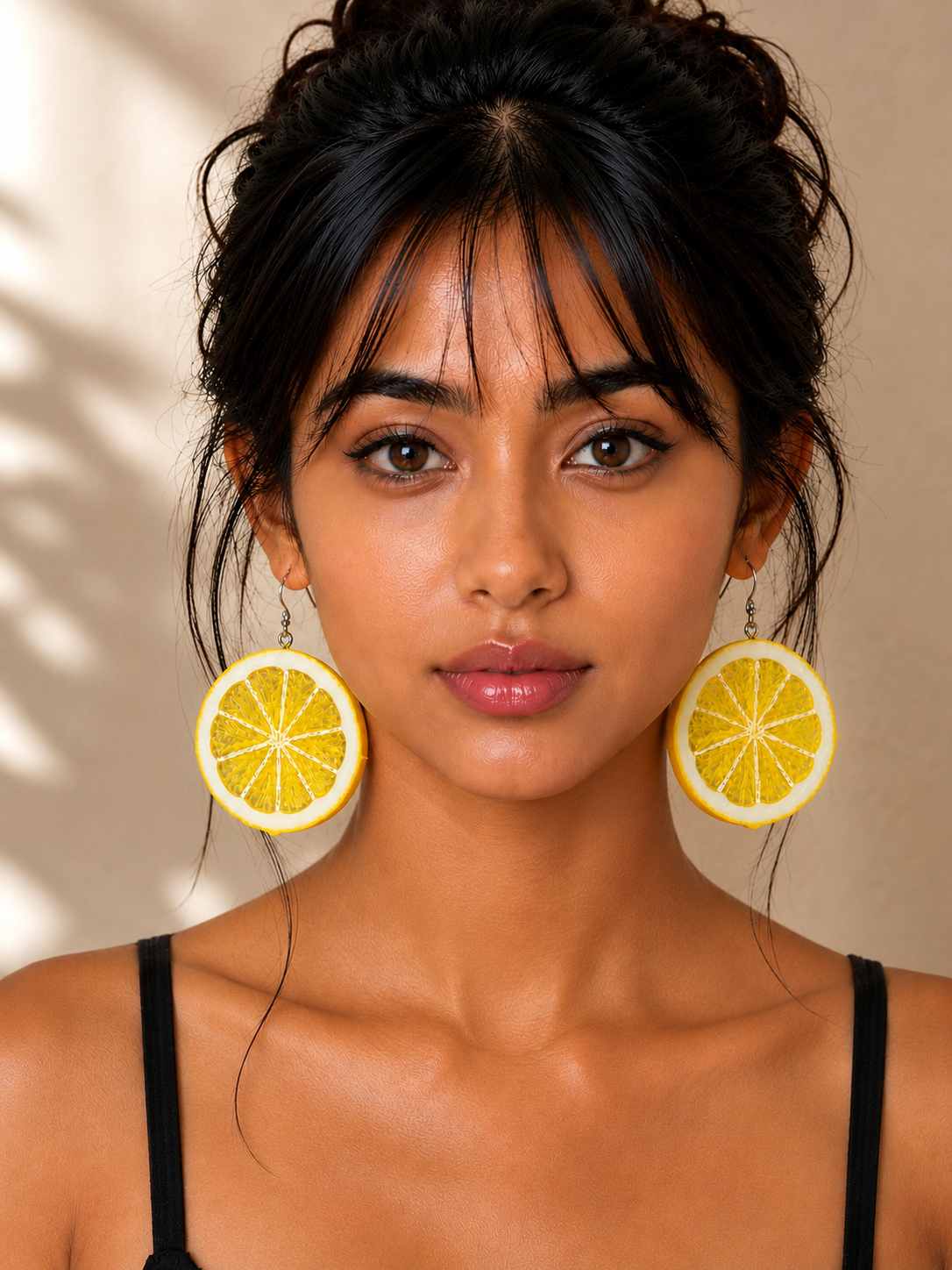 Trend- forward playful Large lemon slice earrings- Made in Japan