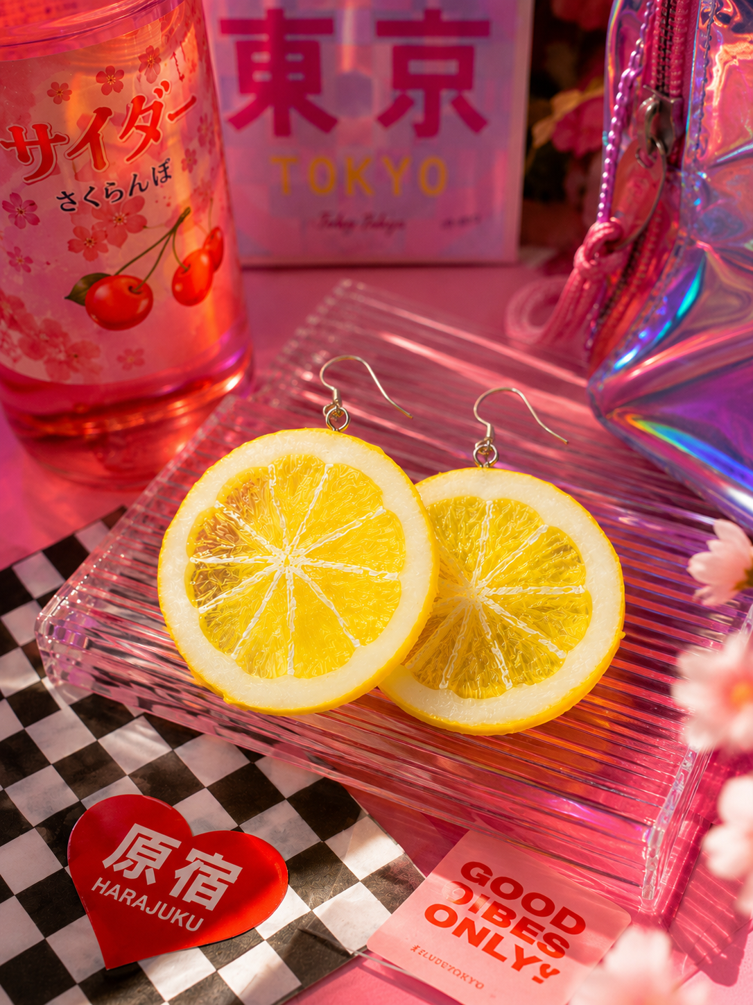 Trend- forward playful Large lemon slice earrings- Made in Japan