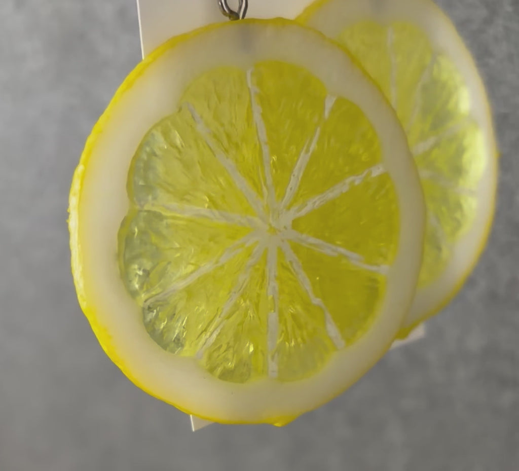Trend- forward playful Large lemon slice earrings- Made in Japan